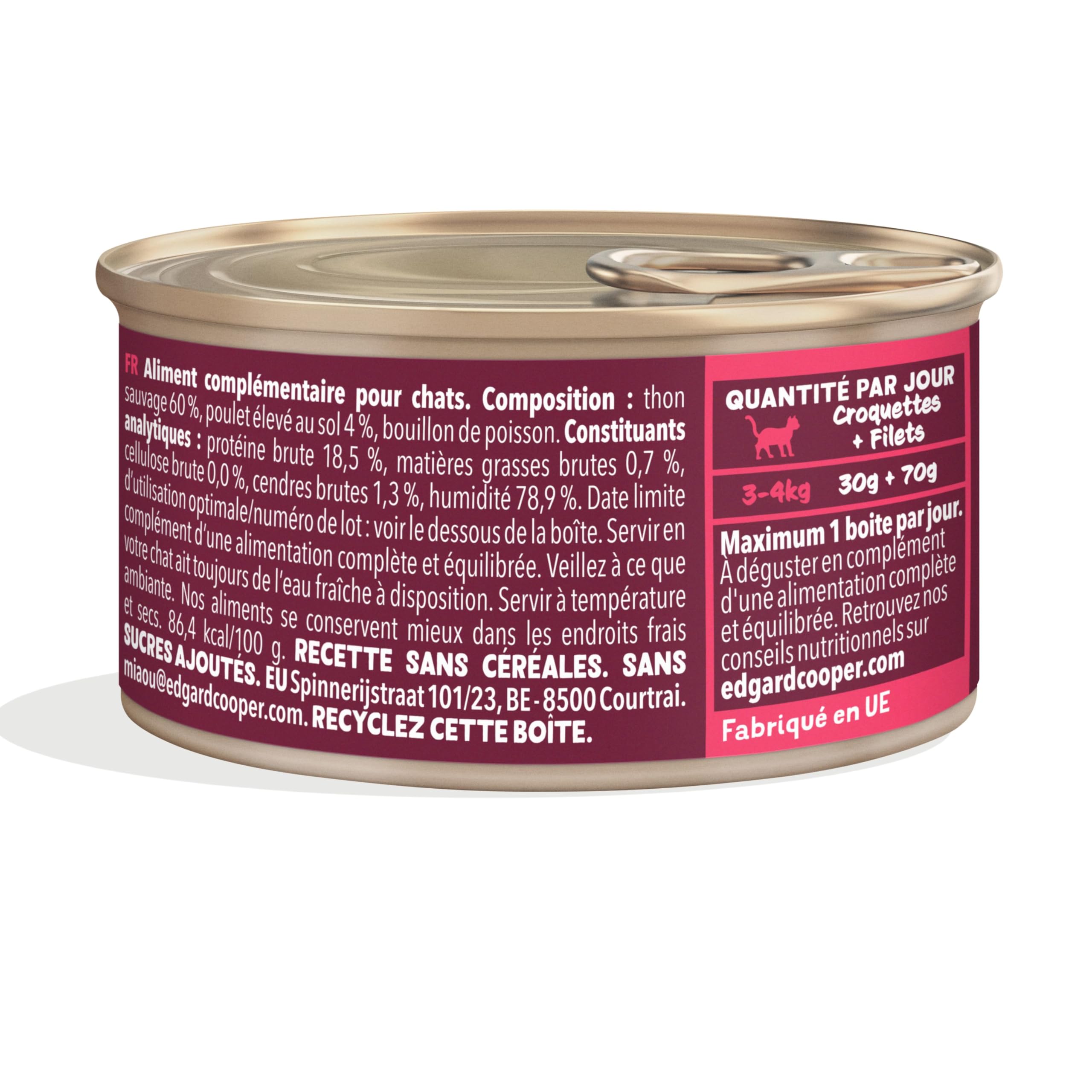 Edgard & Cooper Nassfutter für Katzen, (Thunfisch & Huhn, 70g x 24), Getreidefrei, Filets für Kitten, Adult und Senior Katzen, frisches Fleisch und frischer Fisch, sterilisierte & aktive Katzen