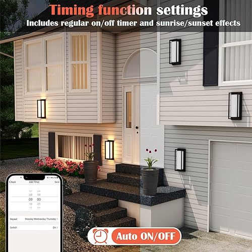 Miniatura 8 de Lámparas LED RGBCW de pared para exteriores, paquete de 2 apliques de pared modernos, luces exteriores inteligentes que cambian de color, IP65