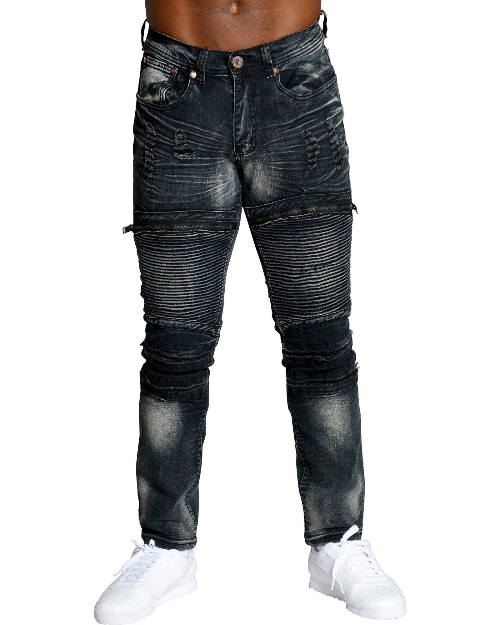 Rips Moto And Zipper Jean - Black 