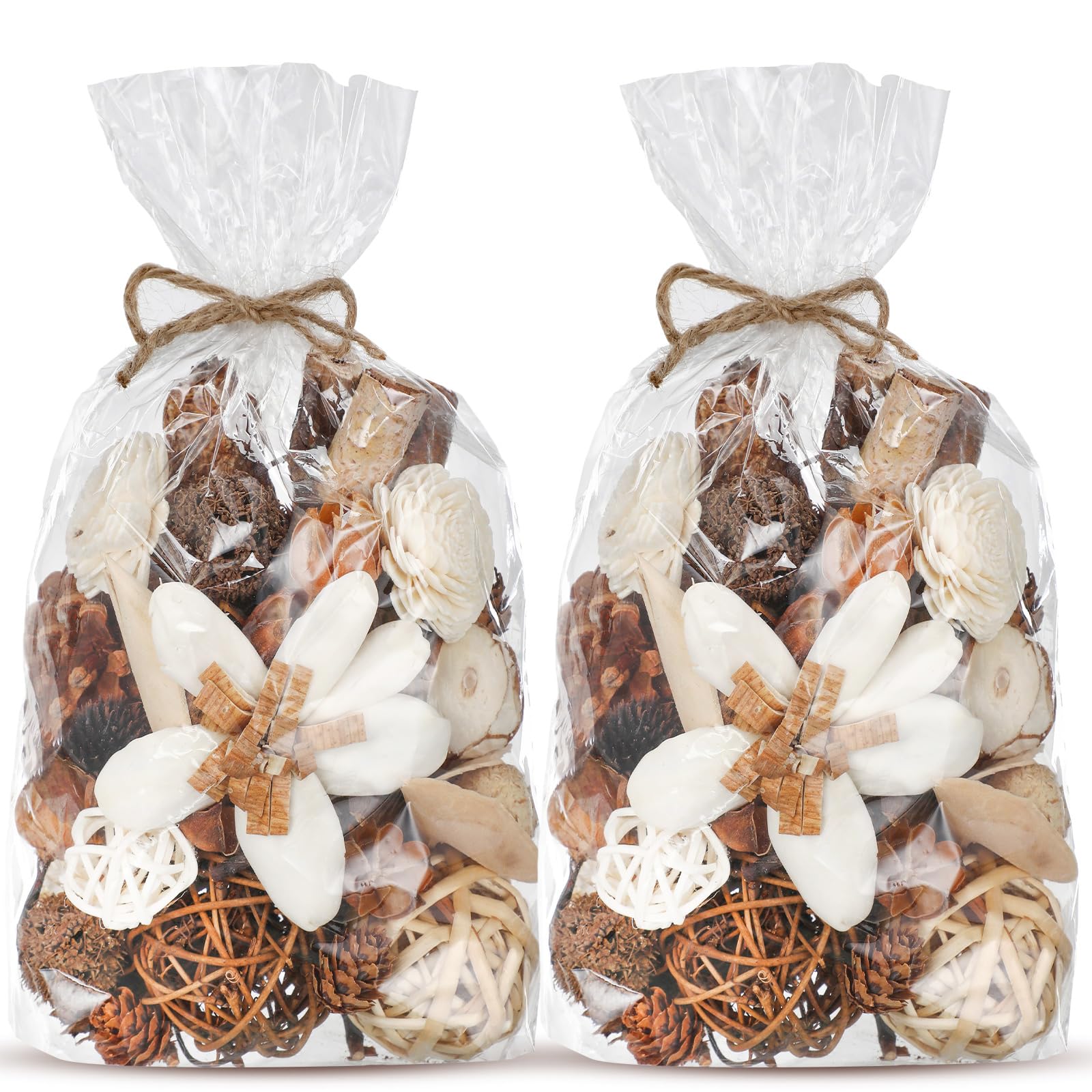 Nuanchu 2 Pack Decorative Balls Potpourri Bowl Filler Decor Natural Vase Bowl Filler Assorted Spherical Rattan Twigs Wicker Balls for Home Decor Centerpiece, No Scent(Beige Series,Classic Style)