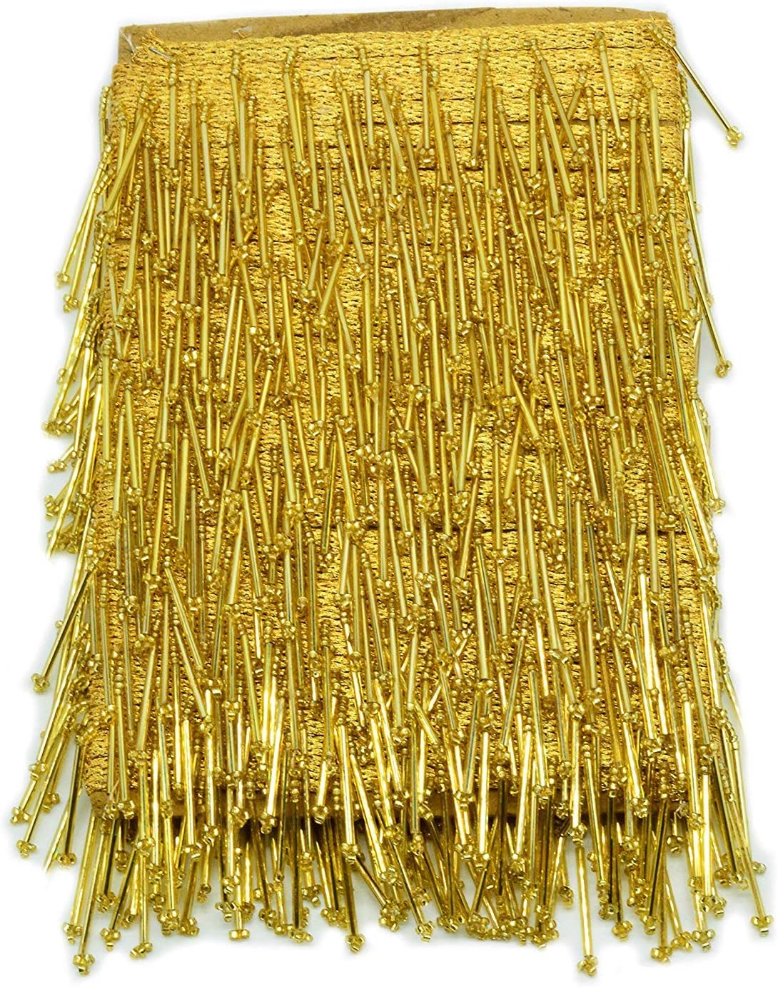 Goelx 9.5 mtr Golden Latkan Hanging Tassel Lace for Dresses, Sarees