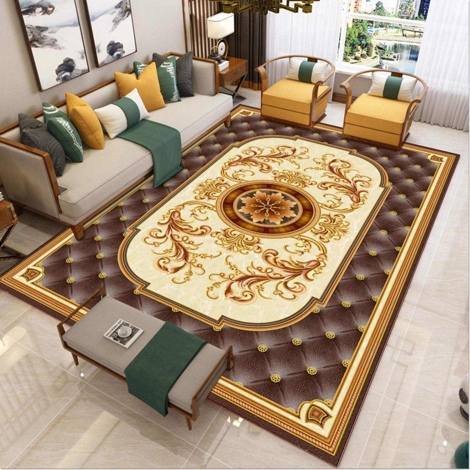Tapis antidérapant style européen avec impression 3D grand format 100x200cm NF