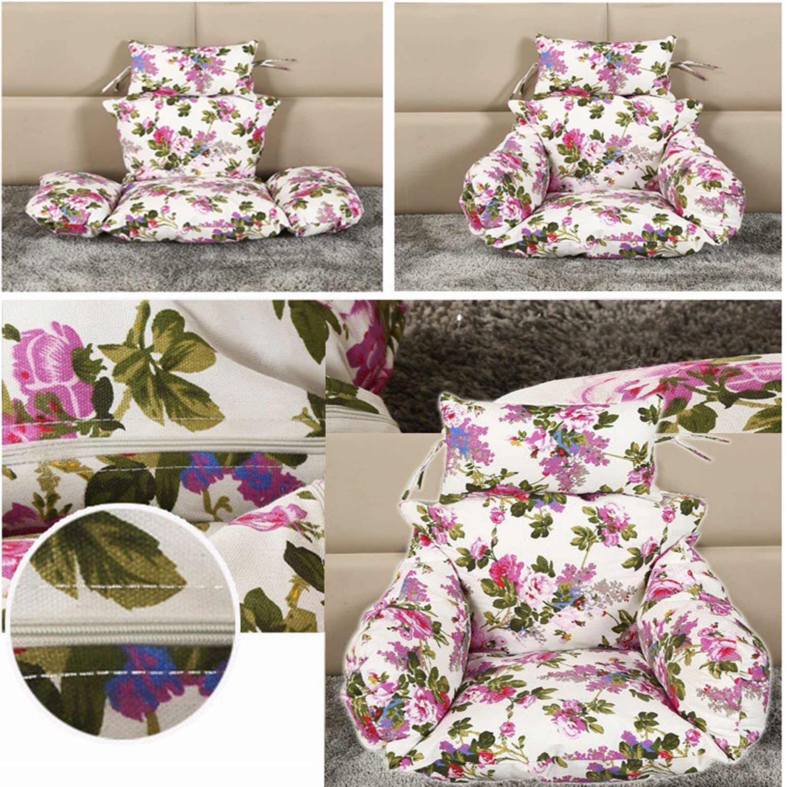 Coussinets Chaise D'Oscillation, Coussin Fauteuil Suspendu ExtéRieur avec Sangles Et Appuie TêTe, Coussin Fauteuil Suspendu Oeuf, pour La Maison Et Le Jardin (F)
