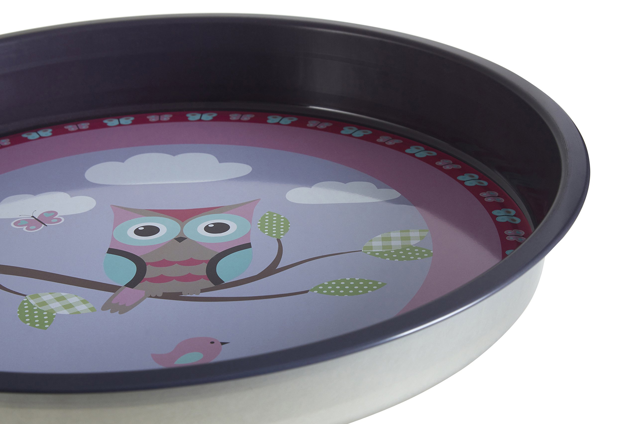 Preier Housewares 507322 Happy Owls Serving Tray, Round, Tin, Ulti
