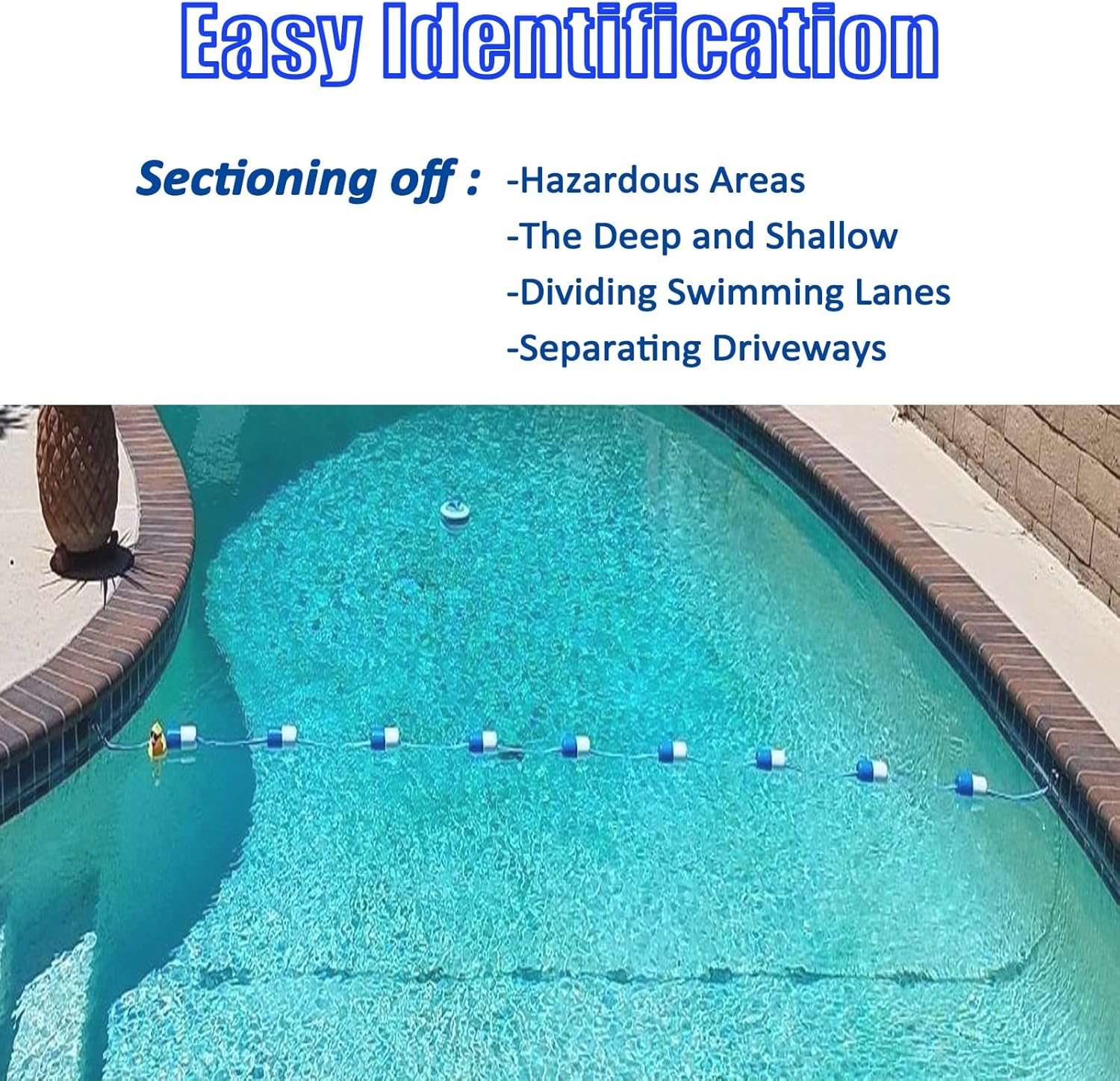 Competition Pool Lane Separator - 130ft Nylon Pool Marker Rope, Highly Visible Divider for Swimming Pools, Water Parks & Training - Durable, Effective Deep End Barrier (23m-75.5ft)