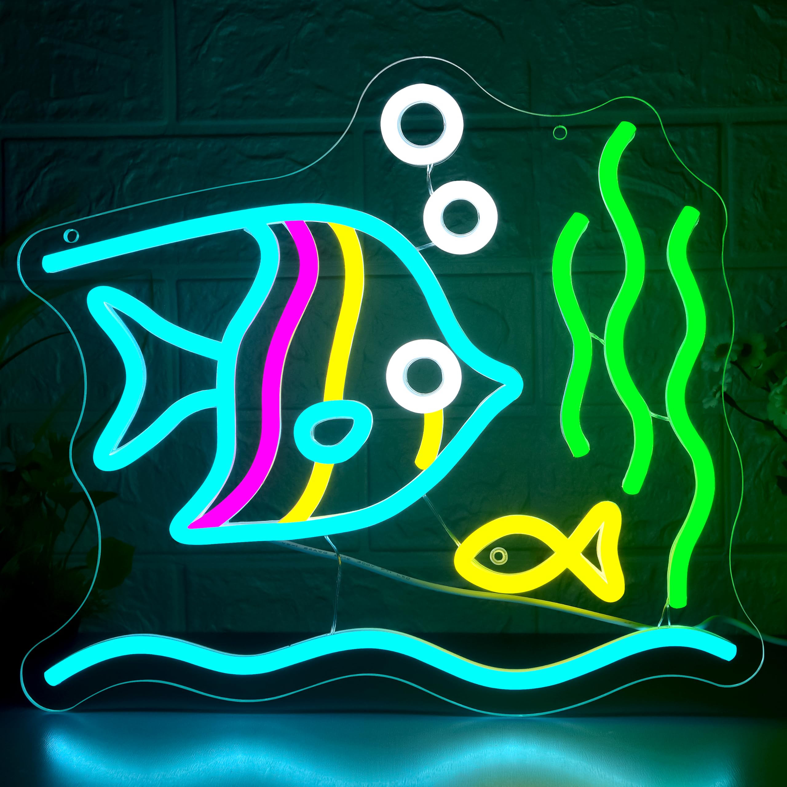 Butterfly Fish Neon Sign for Wall Decor Tropical Fish Neon light Man Cave | Dimmable Neon,Fisherman Birthday Fish Gifts,Led 5V USB Powered,Fishbowl,Fish Room Decor,Business Shop Art,13.2*11.8in