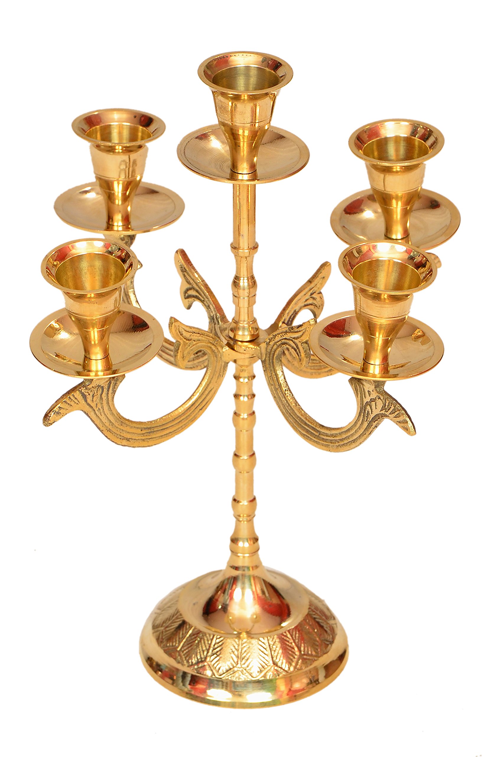 E-Handicrafts Mughal Candle Stand with 5 Holders (9.5-inch Height)