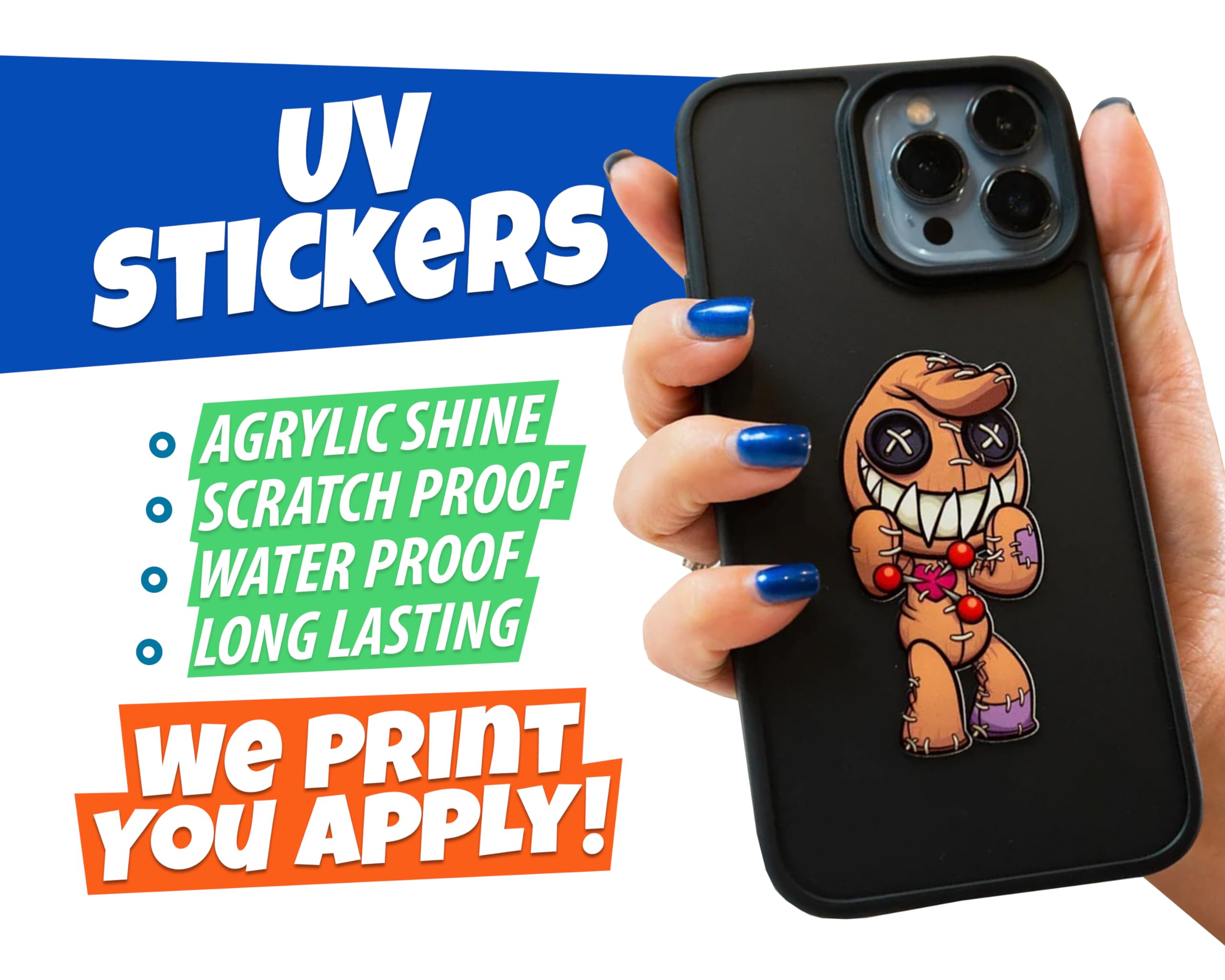 Personalised UV 3D Waterproof Acrylic Sticker - 10 Inch - Custom DTF Image Logo UV Stickers for Wall Glass Accessories