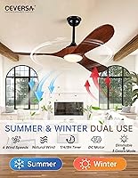 Vista 42 de 42 Inch Low Profile Ceiling Fans with Lights and Remote, Flush Mount Ceiling Fan with Lights, 3 Blades Solid Wood Dimmable Walnut Easy Installation