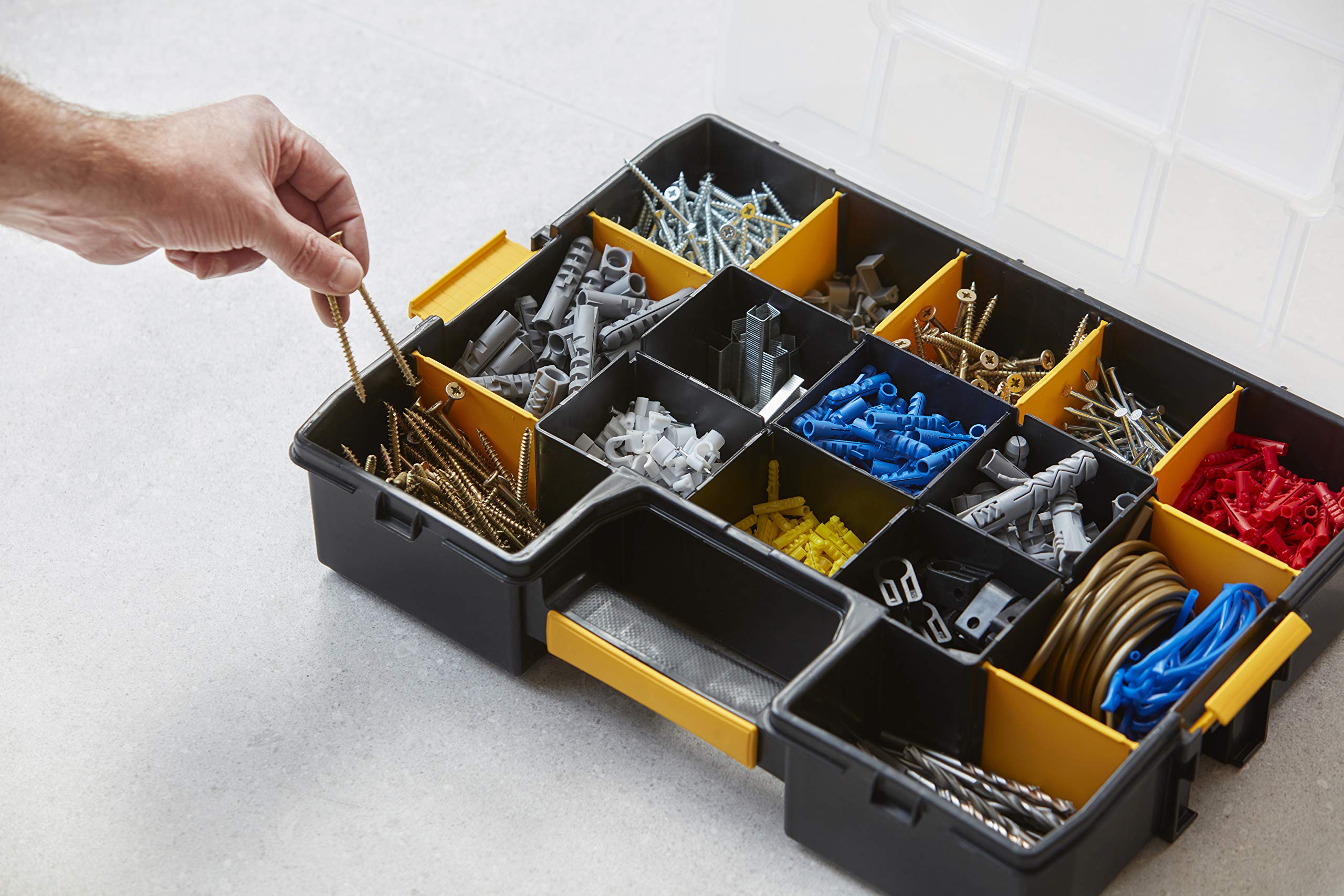 STANLEY SORTMASTER Organisateur d'outils à 12 compartiments, Organisateur d'outils professionnel étanche avec compartiments amovibles, pour le rangement de petites pièces et d'outils, 1-94-745