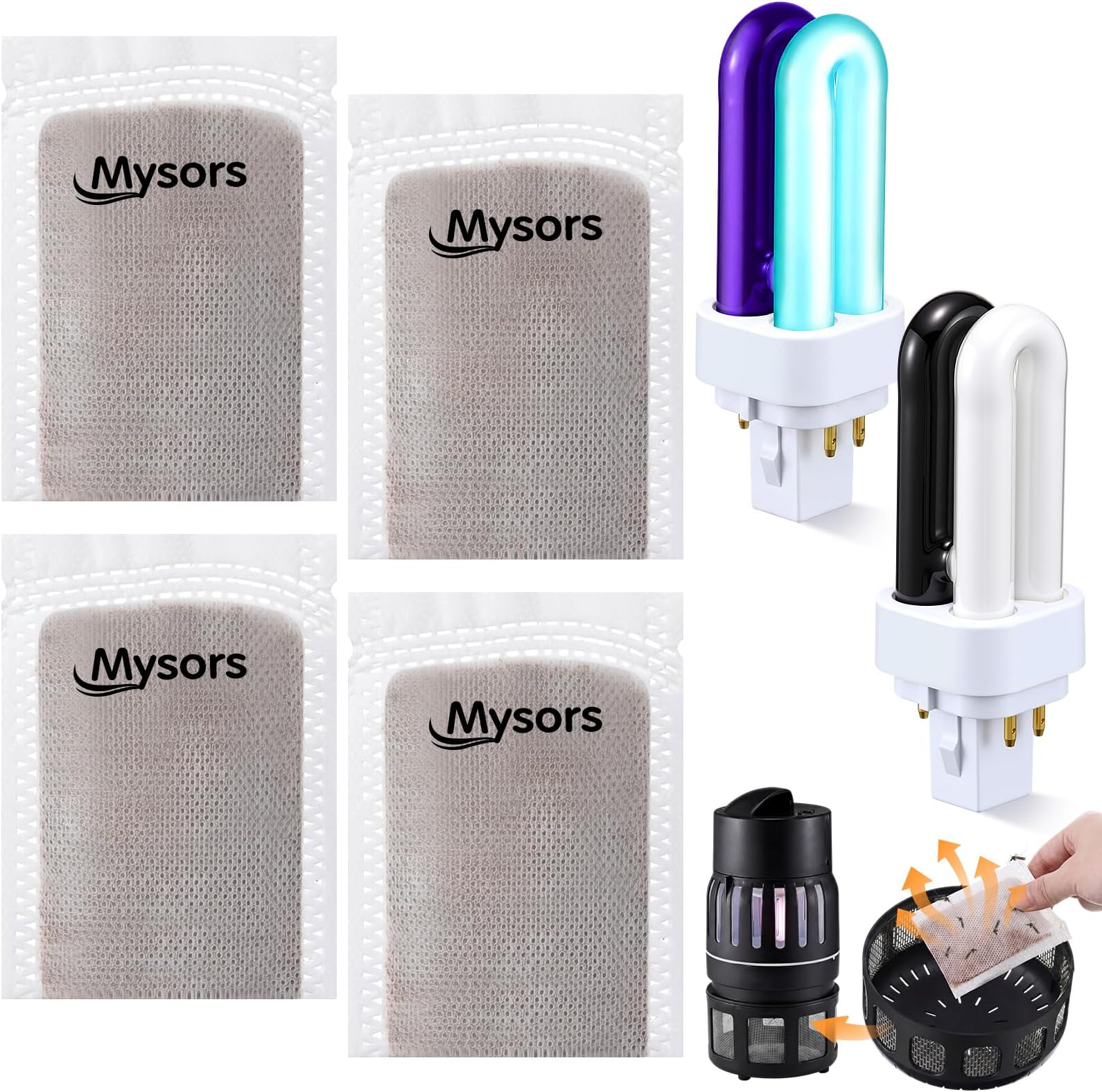 2 Pack 41050 7W Replacement Bulbs with 4 Mosquito Attractant Lures, Compatible with DynaTrap DT1050 DT1100 DT1250, Upgraded 2 Color Insect Trap Light Tubes for Mosquito & Bug Zapper