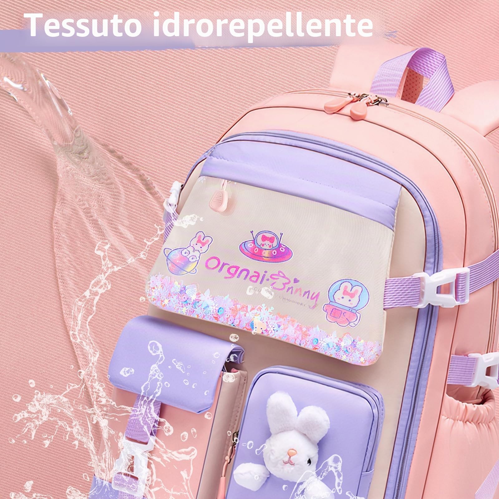 Tanou Zaino Bambina Scuola Elementare 3 Pezzi, 7-12 anni