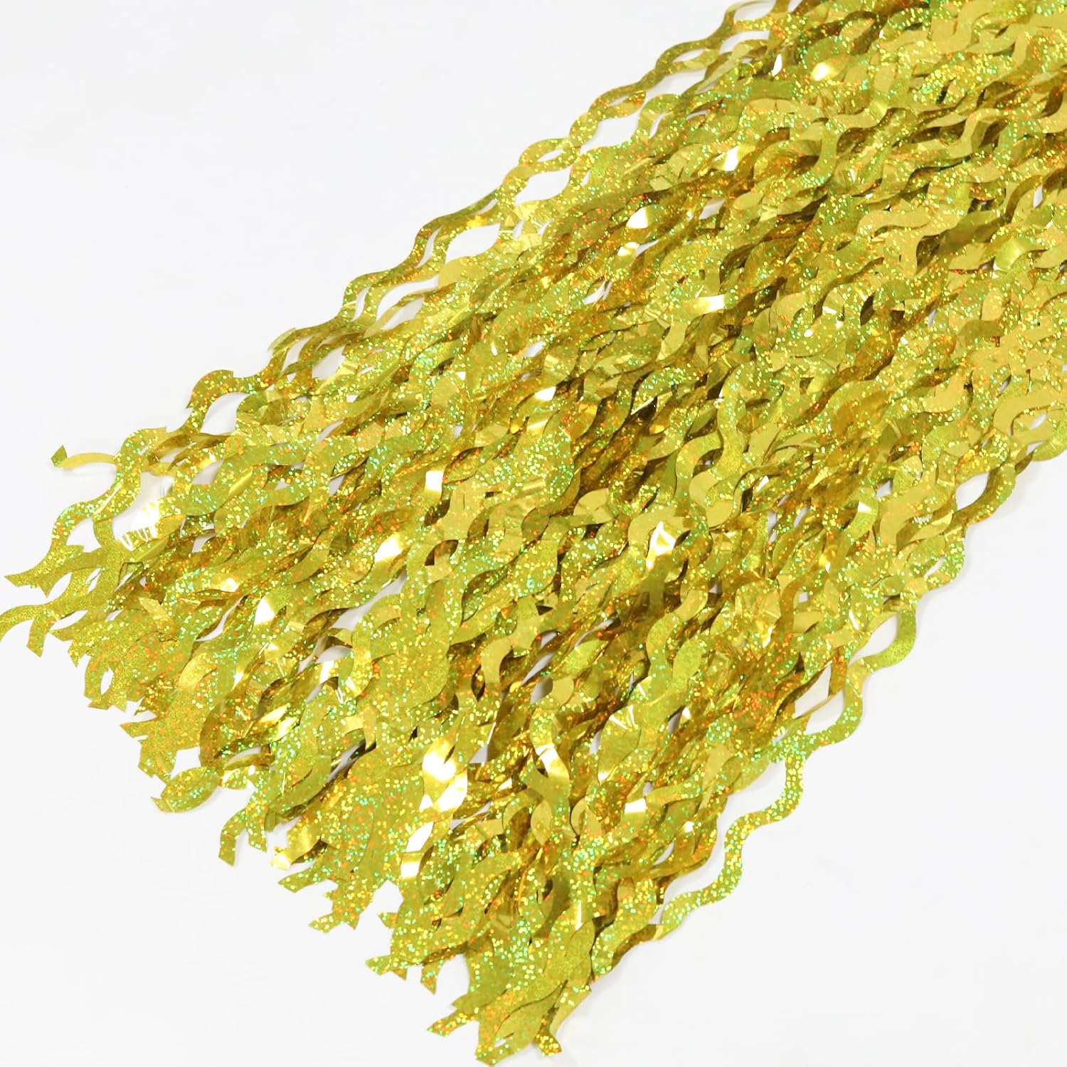 Foil Fringe Curtain Streamers, 2 Pack 3.3x6.6 FT Gold Iridescent Backdrop Party Decorations Backdrop Curtains Tinsel Streamers for Photo Booth Props for Birthday Graduation Wedding