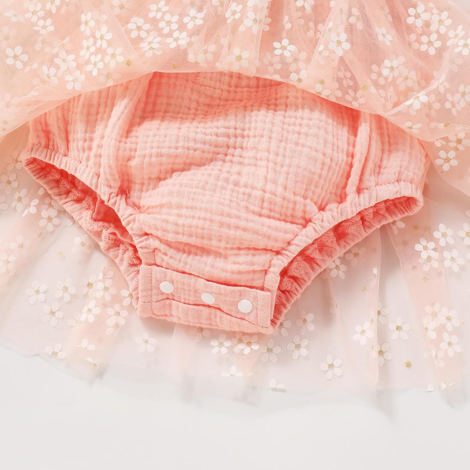 ODASDO Baby Girls First Birthday Outfit Sqaure Neck Ruffle Fly Sleeve Tulle Tutu Romper Dress with Bowknot Headband - Image 6