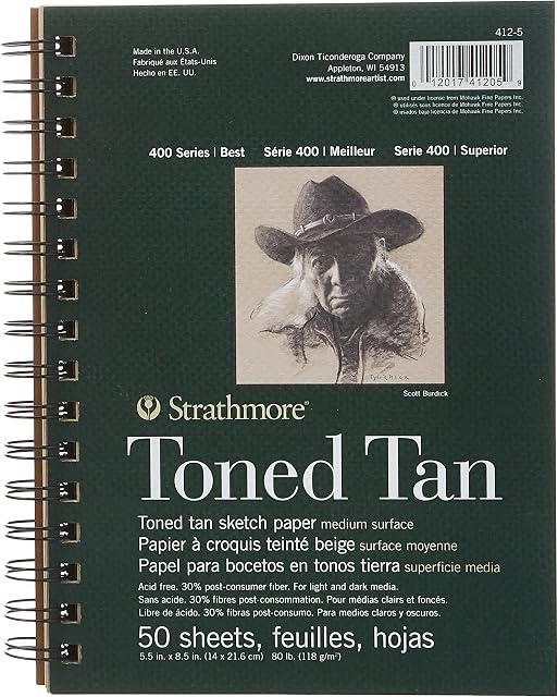 Strathmore Toned Sketch Spiral Paper Pad, Multi-Colour,14 cm X 21.6 cm