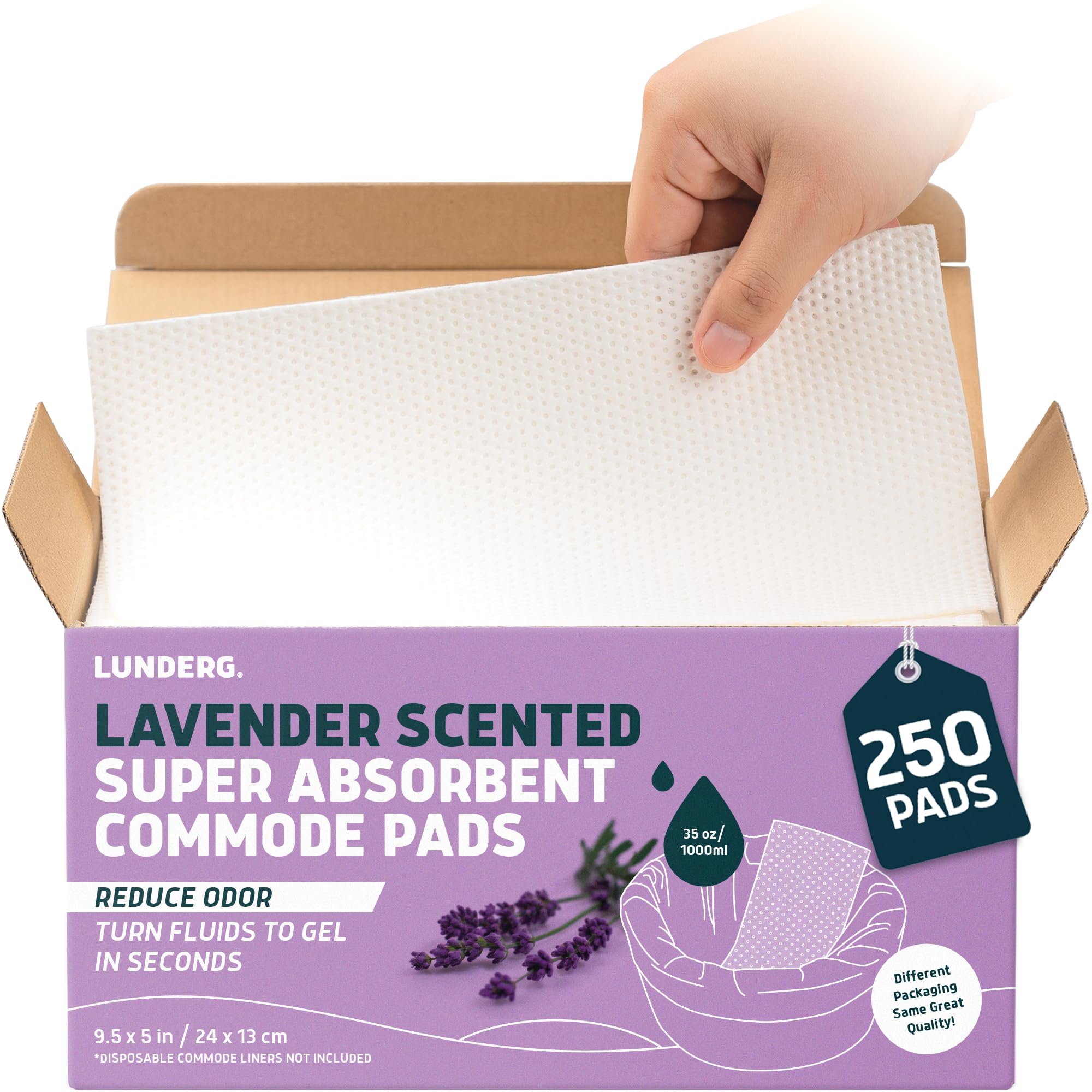 Lunderg Lavender Scented Super Absorbent Commode Pads - Value Pack 250 Pads