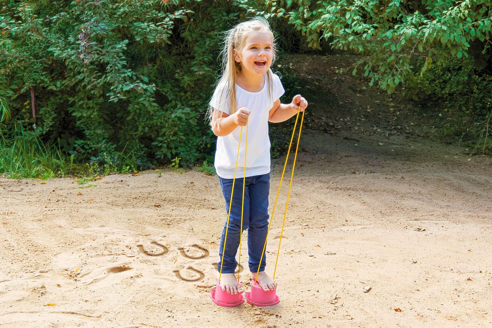 LENA Hufeisen Topfstelzen 13 cm, Laufdosen für Kinder, Kindertopfstelzen für Balancefähigkeit, rosafarben, ideal für Koordination & Motorik, TÜV Zertifiziert, ab 3 Jahren (Packung mit 2)