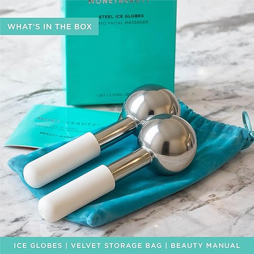 Miniatura 5 de Globos de hielo de acero inoxidable para tratamientos faciales (plateados), globos criogénicos duraderos que reducen instantáneamente la hinchazón,