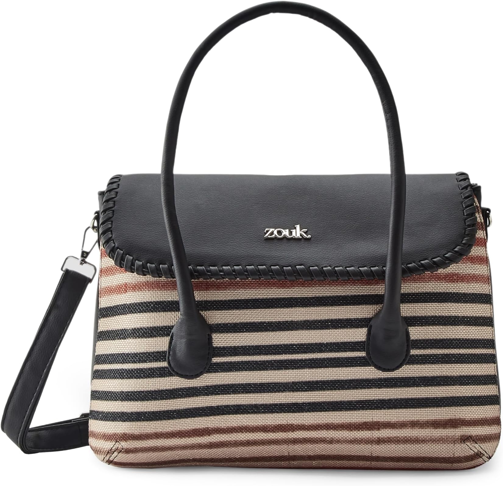 Printed Jute Handcrafted Vegan Leather Multicolor Women's Satchel Bag | Ladies Purse Handbag | Double Handle Detachable Strap