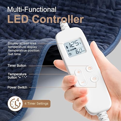 Vista 7 de Almohadilla térmica para aliviar el dolor de espalda, extra grande 33 x 17, almohadilla térmica portátil para hombros, cuello, calambres, dolor