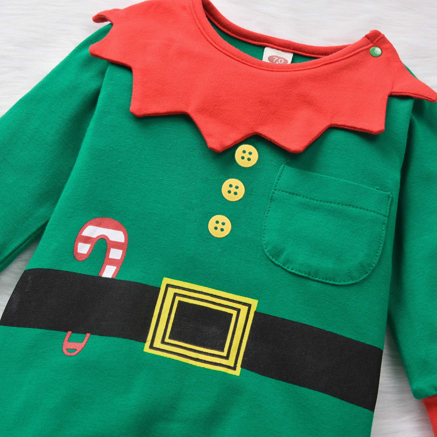T TALENTBABY Weihnachten Kostüm Baby Kleidung Mädchen Jungen 0-3 Monate, Baby Overall Winter, Christmas Santa Elf Babykleidung Strampler, Grün Walkoverall Outfit, Neugeborenen Geschenk Set
