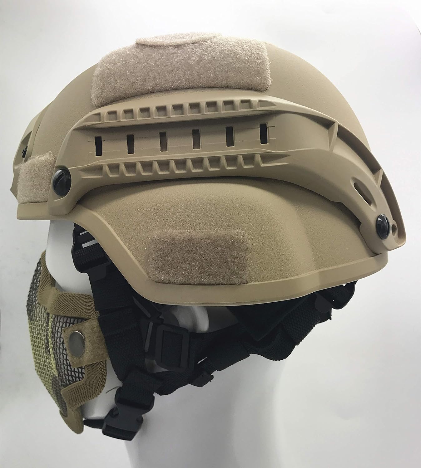 Willbebest Tactical Airsoft Paintball MICH 2000 Helmet with Side Rail & Wing-Loc Adapter, Comes with a Half Face Metal Mesh Airsoft Mask : Sports & Outdoors