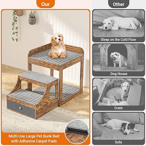 Miniatura 7 de Cyclysio Percha para ventana para mascotas con escaleras, litera grande para mascotas para perros y gatos, plataforma de asiento para mascotas de