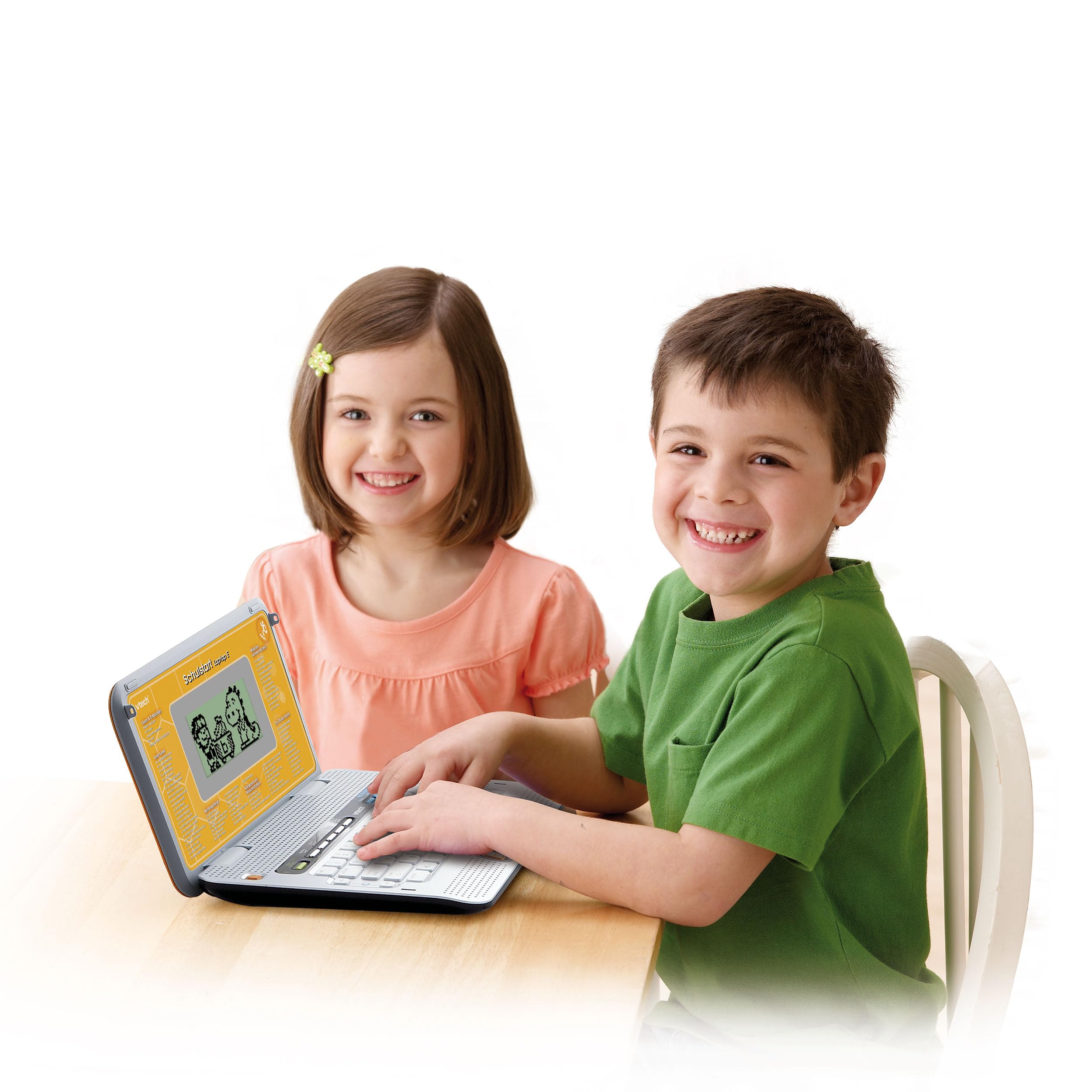 Vtech Schulstart Laptop E – komputer edukacyjny z 160 grami edukacyjnymi w języku niemieckim i angielskim – do nauki liter, słów, matematyki, nauk itd. – dla dzieci w wieku 6-8 lat