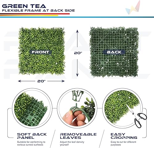 Miniatura 236 de Windscreen4less 6 paneles artificiales de boj de 20 x 20 pulgadas, seto topiario, plantas, hierba, pantalla de privacidad para exteriores, Boj