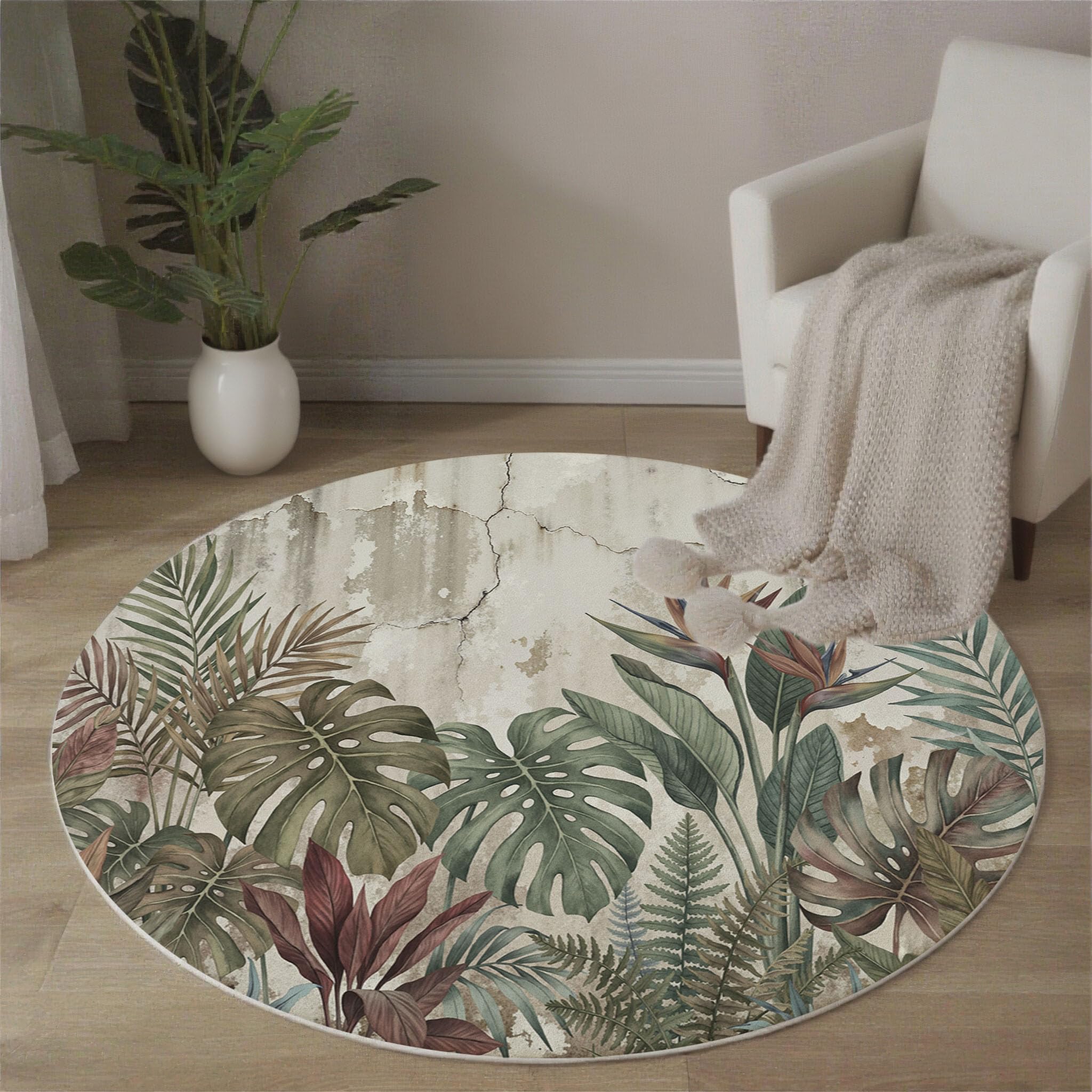 Tapis rond lavable en machine 160 cm grand tapis antidérapant