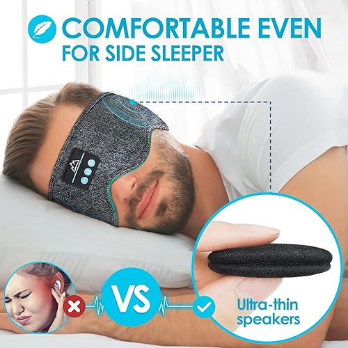 Miniatura 4 de Auriculares para dormir Bluetooth con diadema para dormir cómodos auriculares para dormir de lado banda elástica para dormir con música acogedora