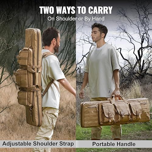 Miniatura 5 de VEVOR Bolsa para rifles, bolsa táctica doble larga para pistola de 36 pulgadas, funda suave para rifle con cremallera con bloqueo, asa portátil y