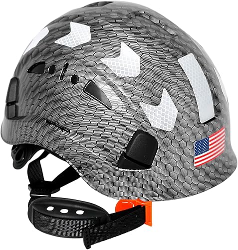 Cascos cascos con patrón de fibra de carbono Construcción aprobado por la OSHA, ANSI Z89.1 Tipo 1 Clase C Casco de seguridad ajustable ventilado