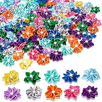 Vista 1 de 150 Pieces Satin Ribbon Flowers Small Flowers for Crafts 1.2 Inch Mini Fabric Flowers Multicolor Daisy Flowers with Rhinestones Satin Ribbon Bows