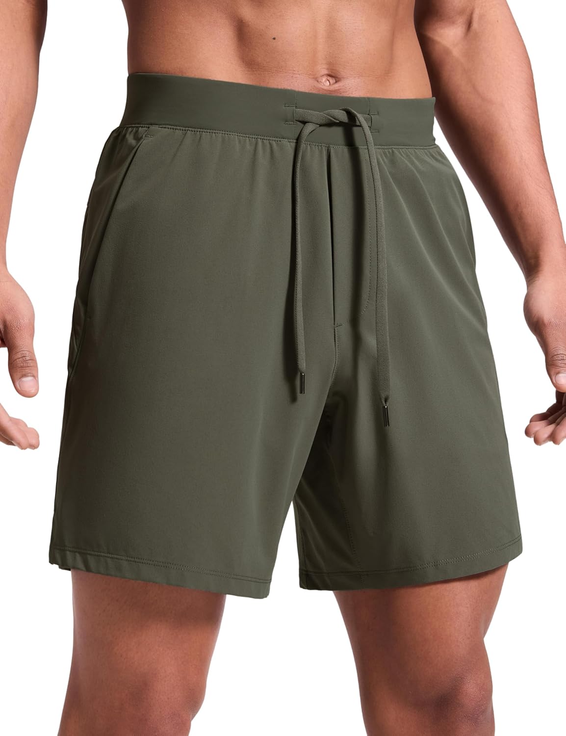 CRZ YOGA Mens Side Split Workout Shorts 7" - Linerless Daily Quick Dry for Gym Athletic Casual with Pockets