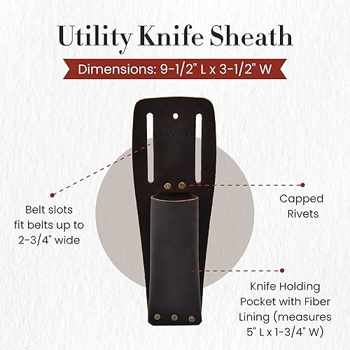 Miniatura 3 de Style n Craft Funda para cuchillos utilitarios, funda de cuero aceitado de grano completo, compatible con la mayoría de cuchillos de mango curvado