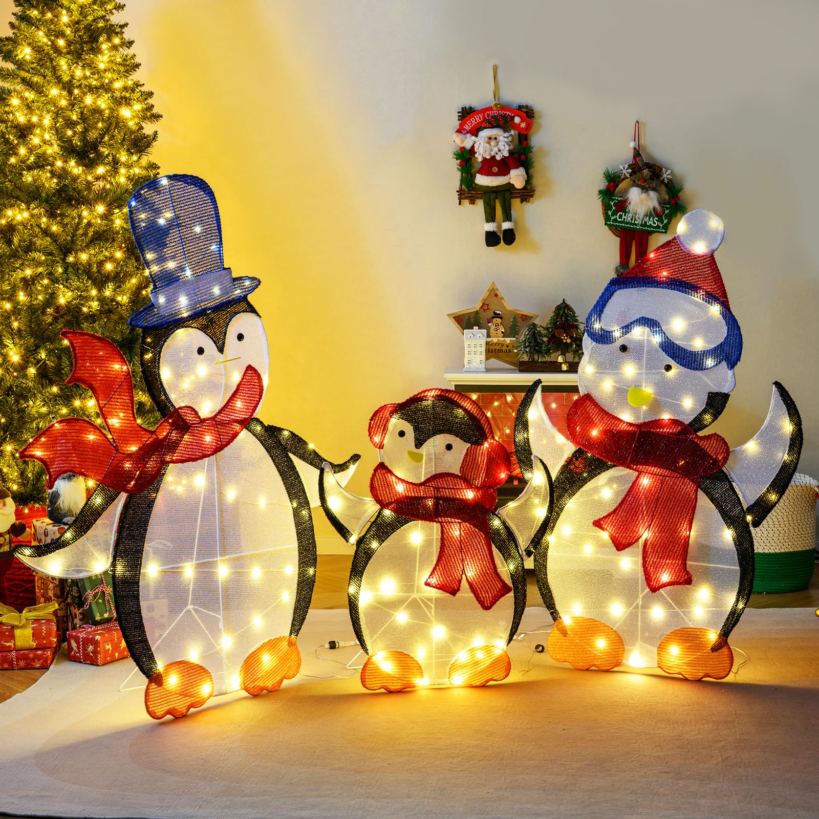 Amazon.com: Tangkula 3-Piece Christmas Lighted Penguin Family Set