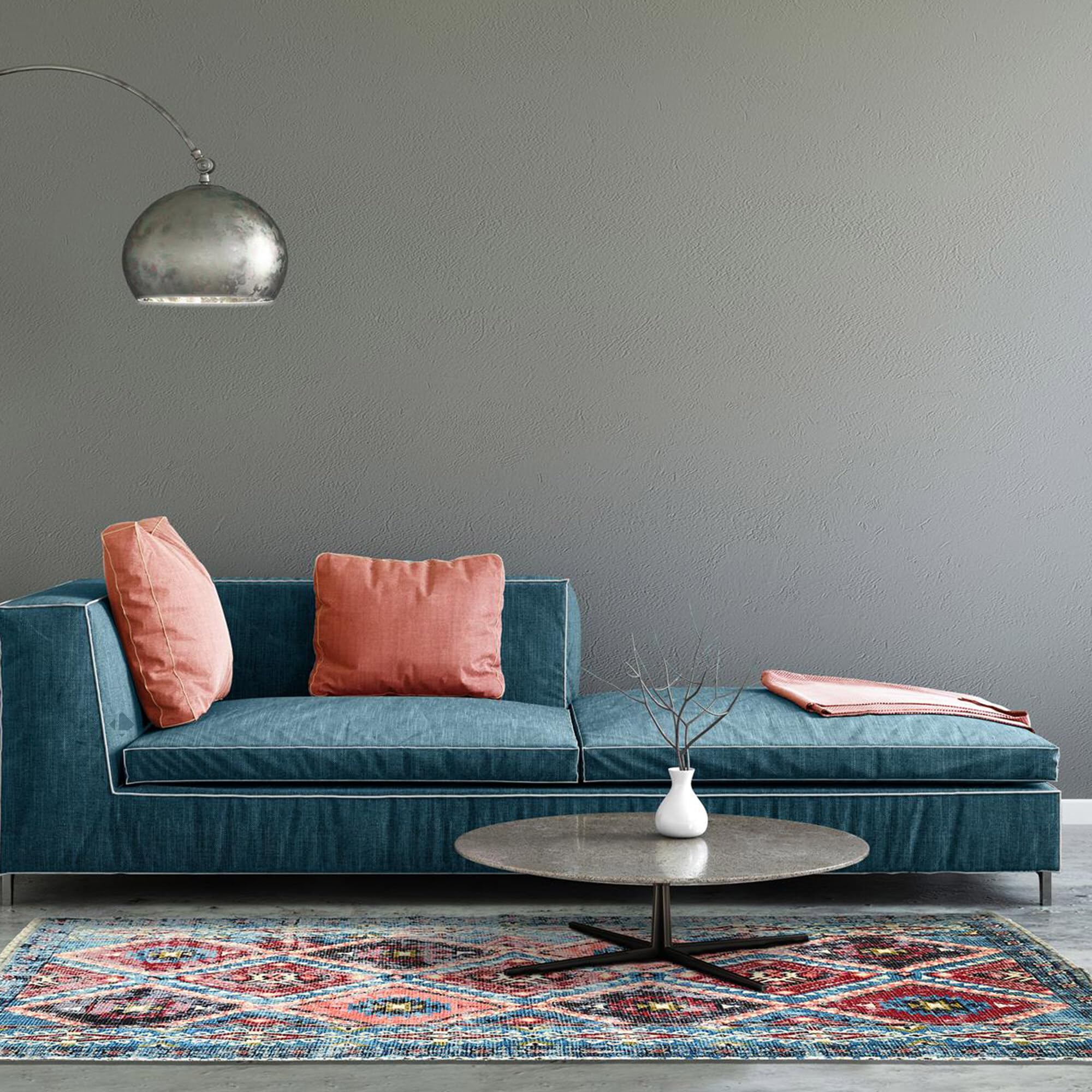 Linnea Tapis Collection Agra 120x170 cm Motif aztèques Bleu et Orange