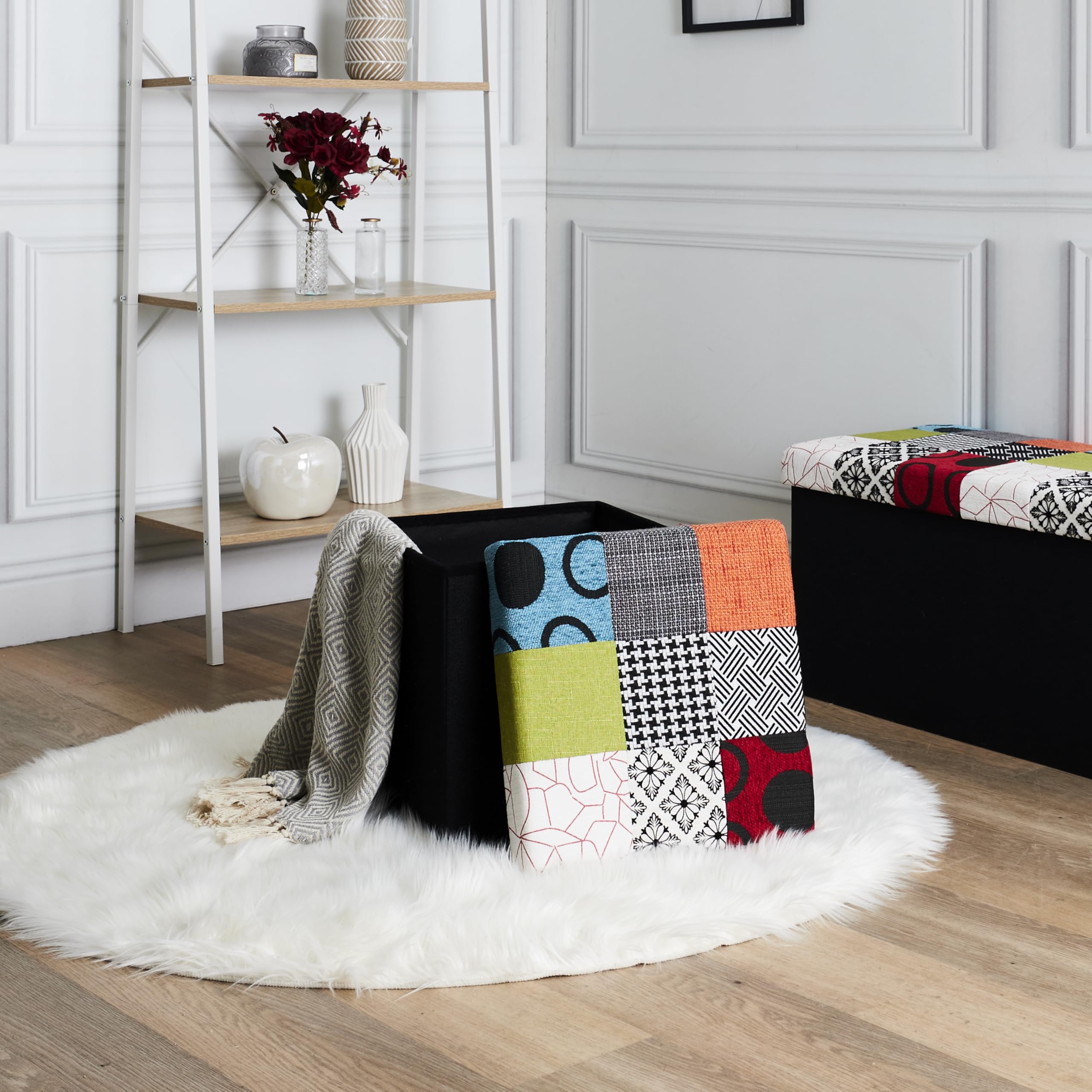 CAJA-PUF PLEGABLE PATCHWORK Multicolore