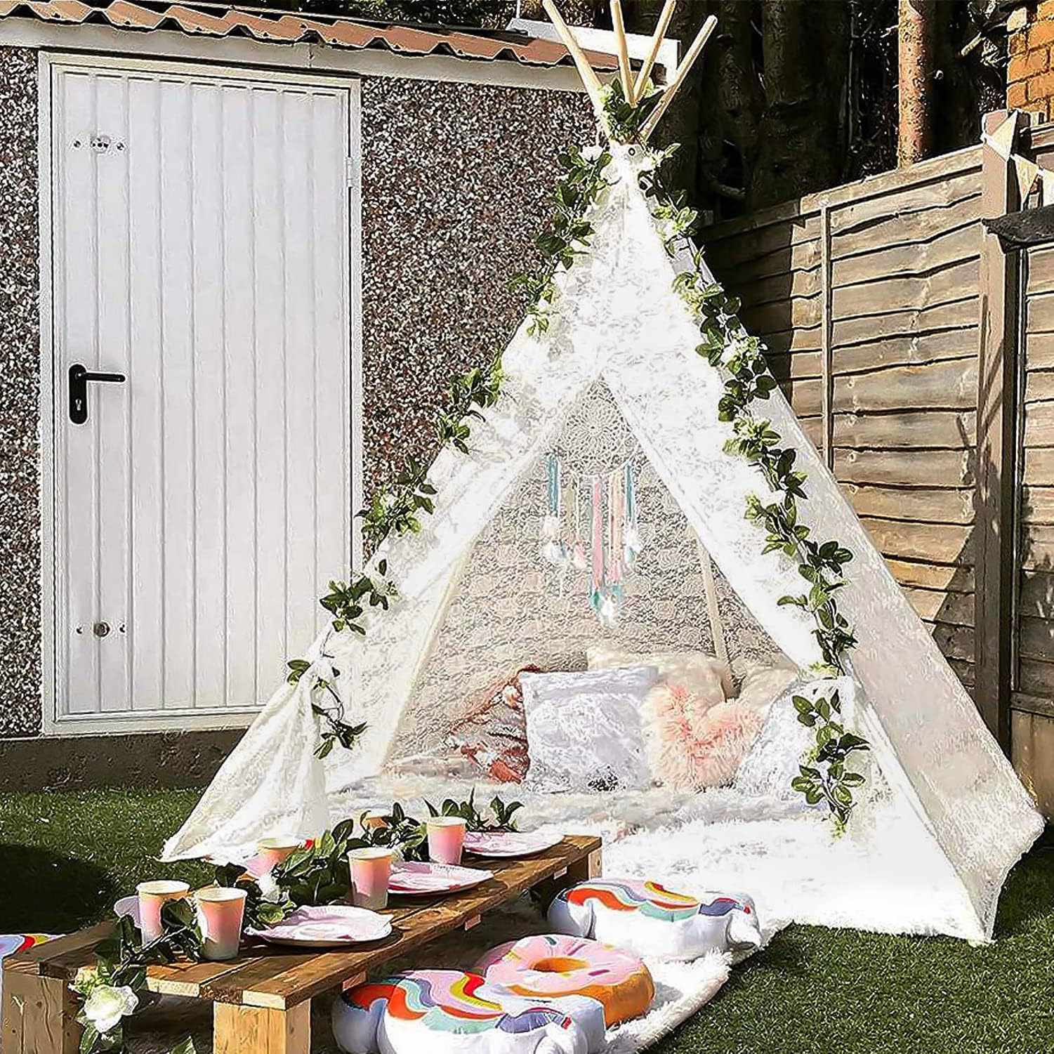 Avrsol Huge Teepee Tent - Super Large 85 inch Height Luxury Lace - Adult & Kids Teepee for Beach, Party, Wedding & Picnic