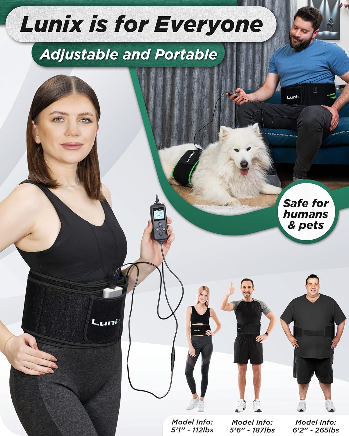 Lunix LX16 Red Light Therapy Belt, Near Infrared Light and Red Light Therapy to Improve Circulation, Relax Muscles, Black - Image 4