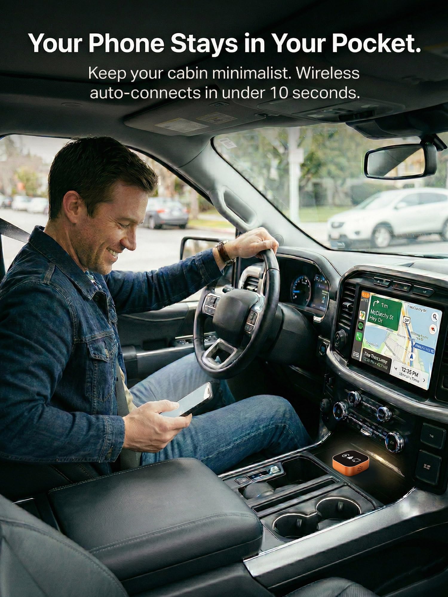 Adattatore auto Android wireless CarPlay 4 in 1 - AirPlay & Miracast Media Hub - Senza soluzione di continuità per famiglie miste - Bassa latenza da 5,8 GHz e connessione automatica - Solo