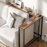 YATINEY Narrow Console Table Entrance Table 15cm Wide Hallway Table 1AC and 2 USB Ports Living Room Hallway Behind Sofa 3 Combination Modes Vintage Brown and Black XCT07CBR - 8