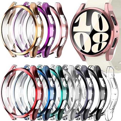 Paquete de 10 fundas Fvlerz compatibles con Samsung Galaxy Watch 6 de 1.575 pulgadas, protector de pantalla de TPU suave, resistente a los arañazos,