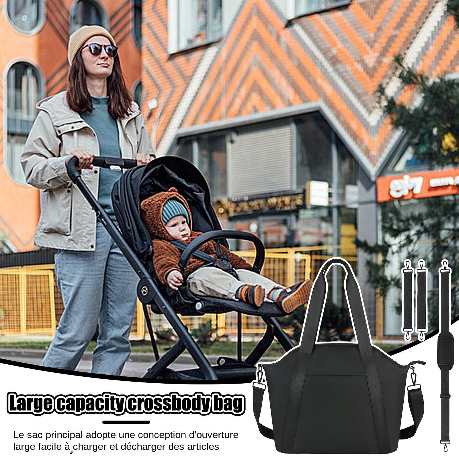 Borsa per pannolini per passeggino, borsa per pannolini da donna | portabottiglie per latte impermeabile, borsa per pannolini con portabottiglie di latte per mamma, grande capacità per salviet