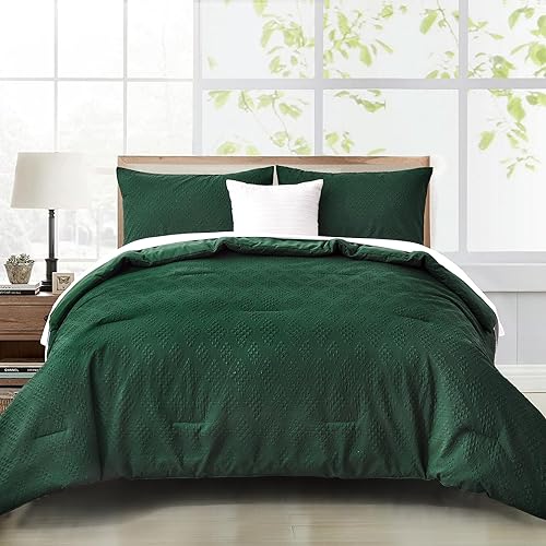 Miniatura 8 de Luxudecor Juego de edredón blanco copetudo, tamaño Queen, edredón bohemio con textura bordada, juego de ropa de cama bordado de 3 piezas, edredón