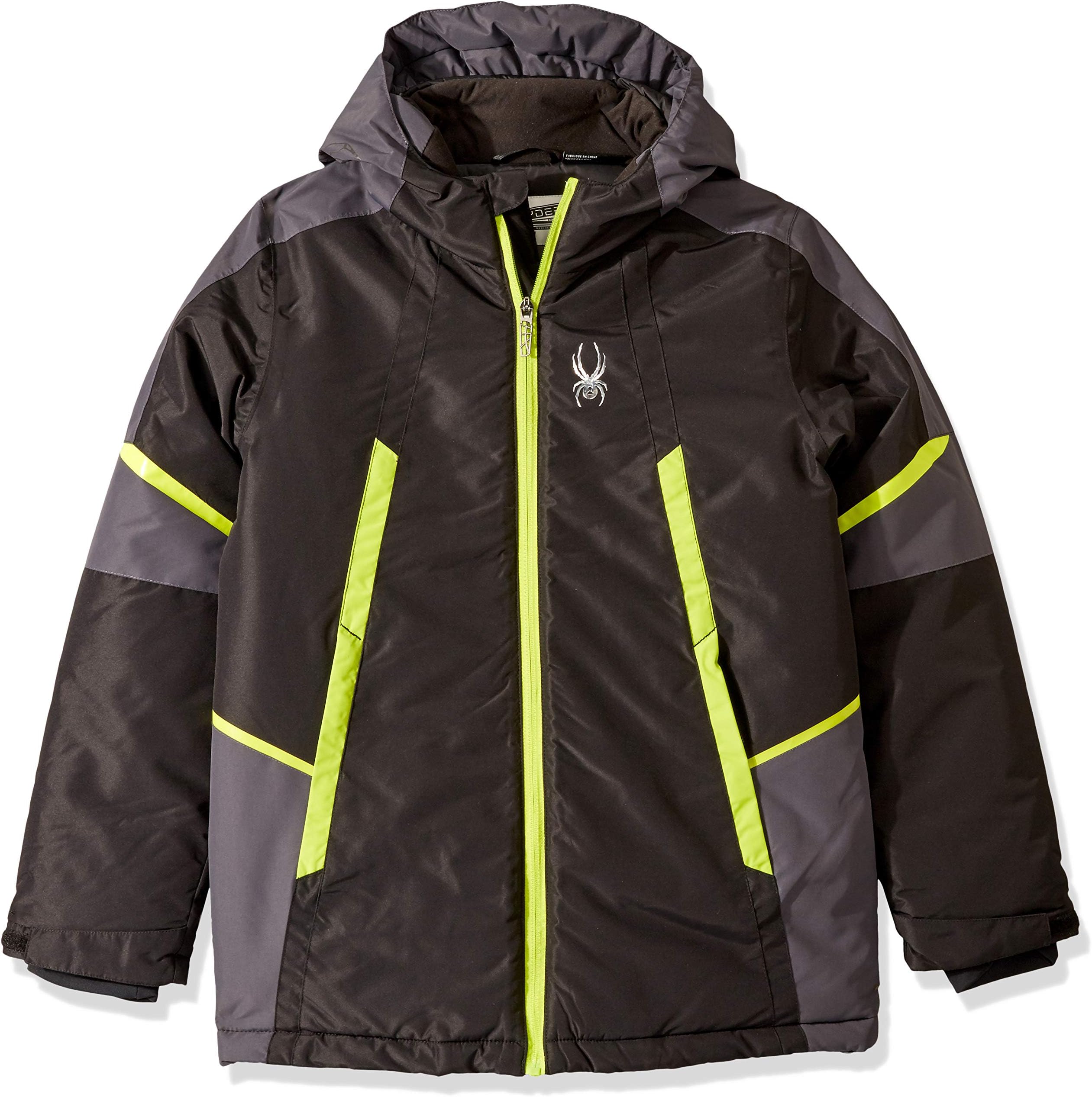 Spyder Boys' City to Slope Full Zip Hooded Jacket with Poly Fill-Black
