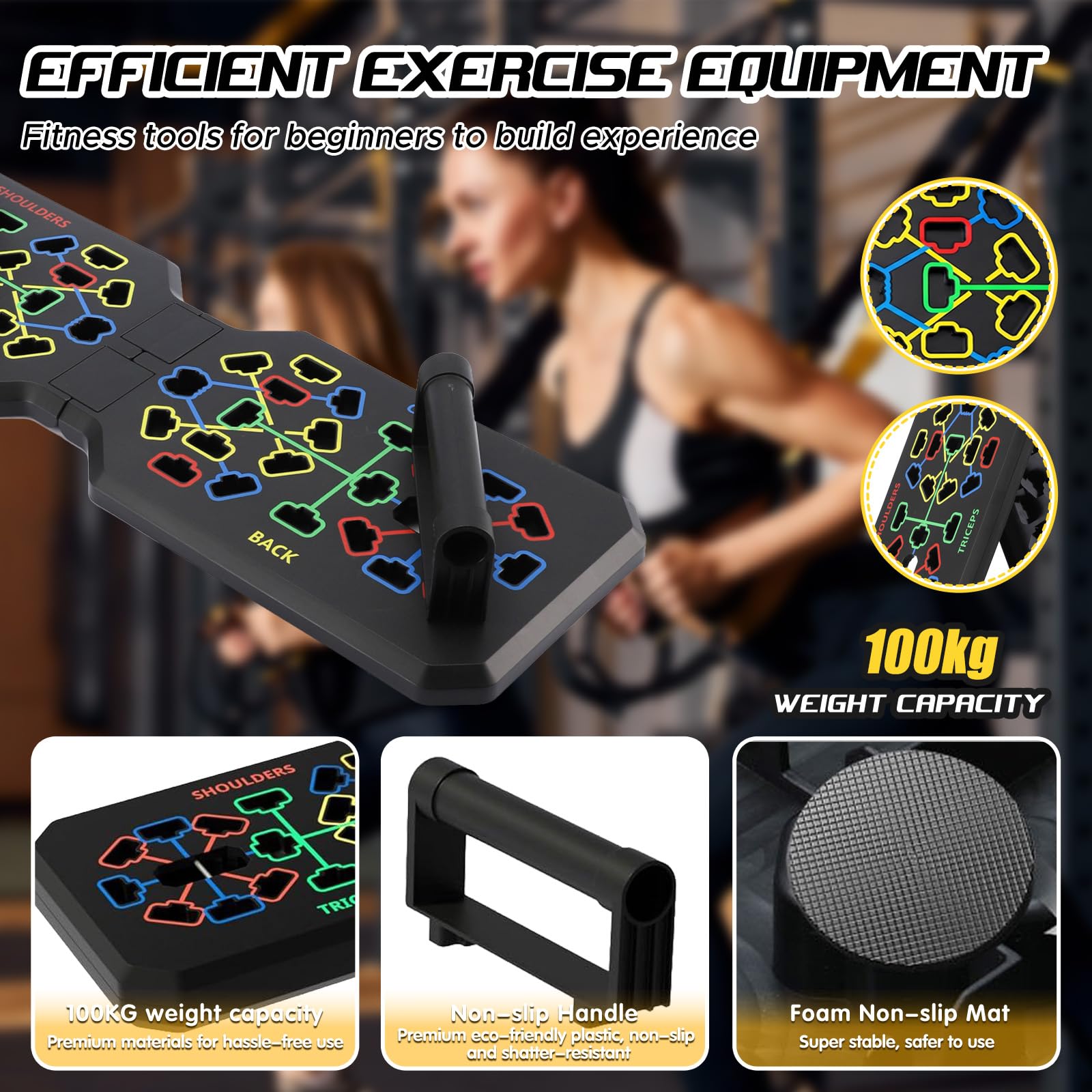 Push up Board 26 in 1, Flessioni Attrezzi, Allenamento Palestra in Casa Gym, Maniglie Antiscivolo & Corda Elastica, Allenamento Muscolare & Della Forza, Piega Portatile,Tavola per Flessioni