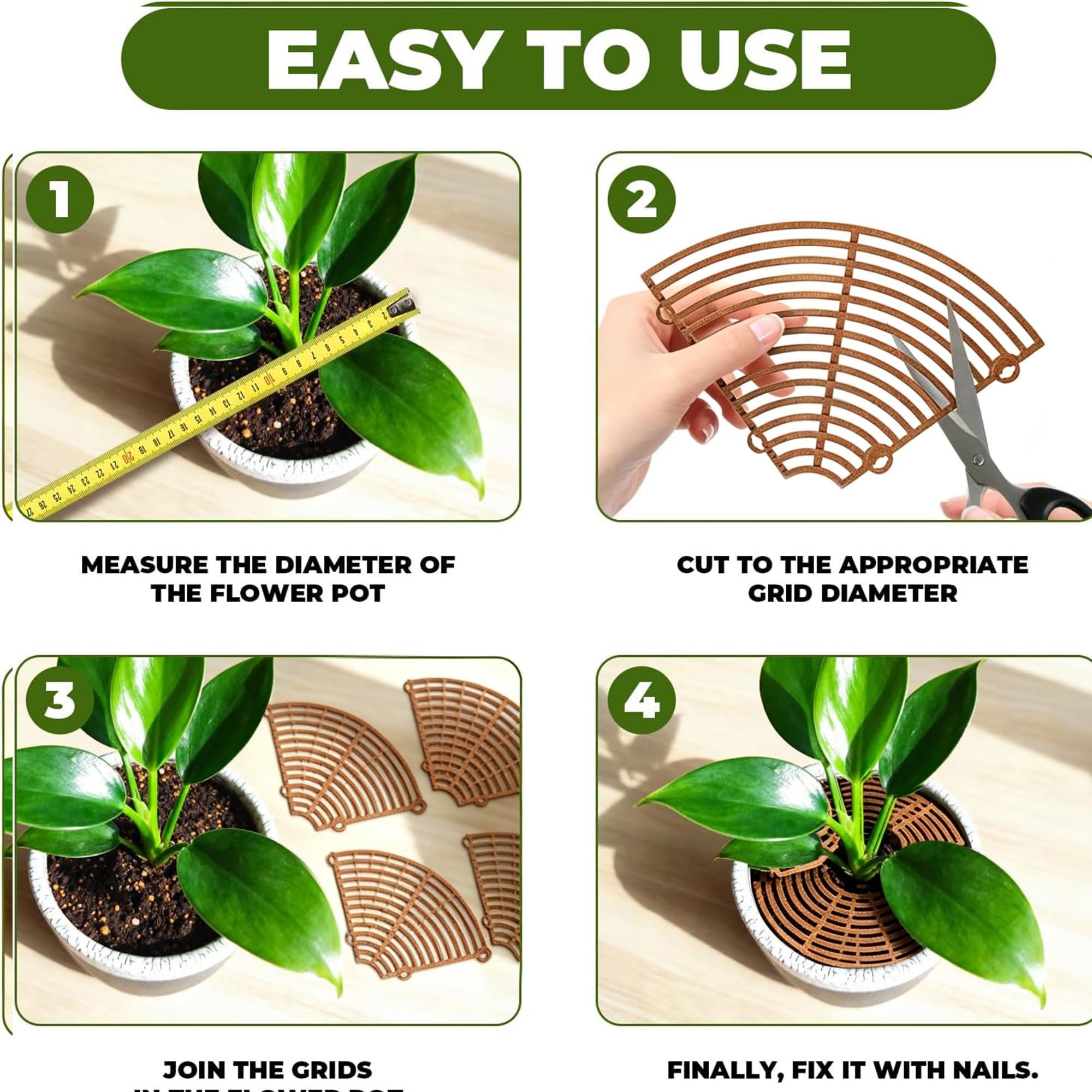 4 Piezas protección Planta Gato, 30 cm Rejilla protección de la Planta, Rejilla de Fondo de Maceta Ajustable, Adecuada para la protección de Las Plantas