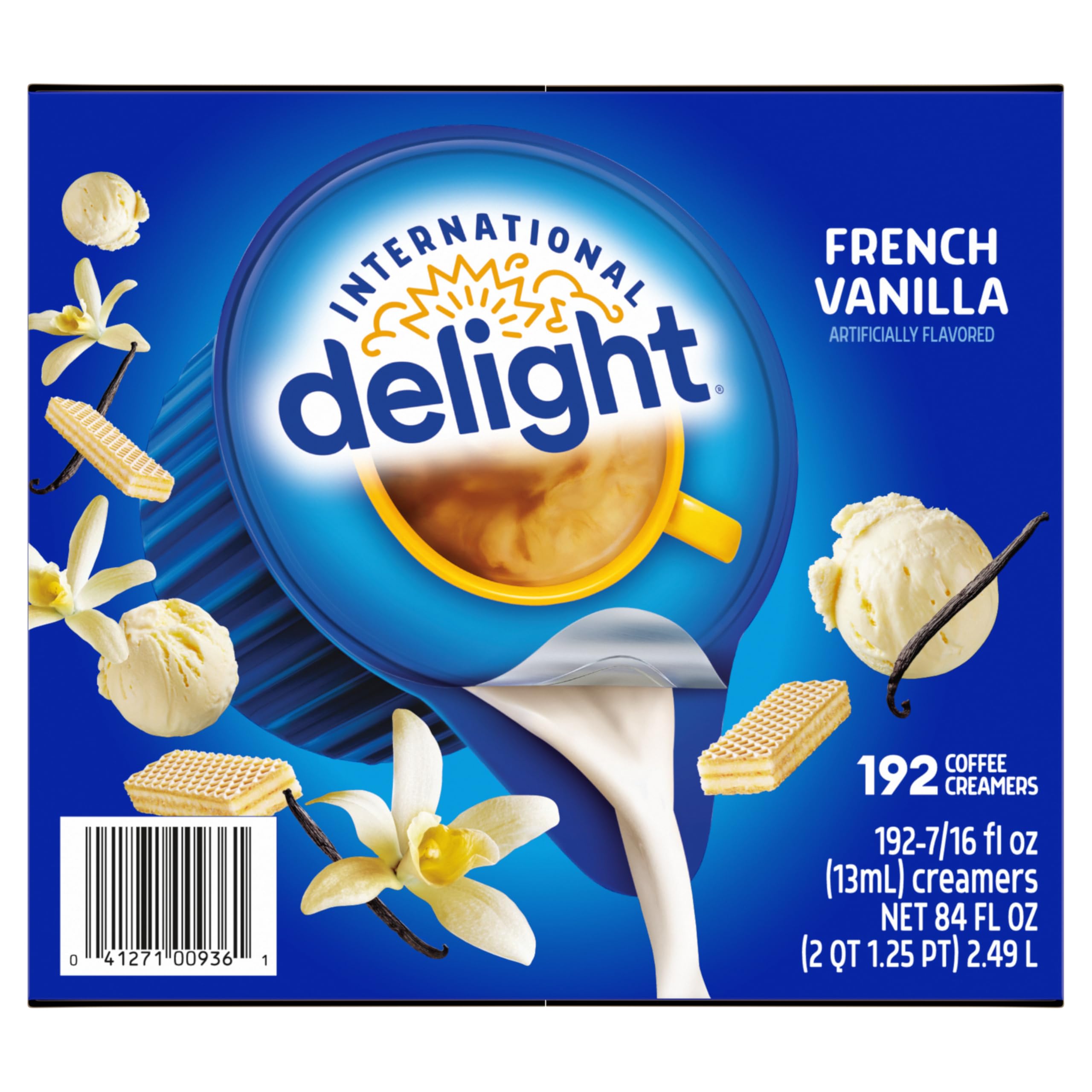 International Delight French Vanilla, 192 Count Single-Serve Coffee Creamers | 1 paquete, cremas de café de una sola porción, crema de café no láctea, no lácteo, uso doméstico, oficinas